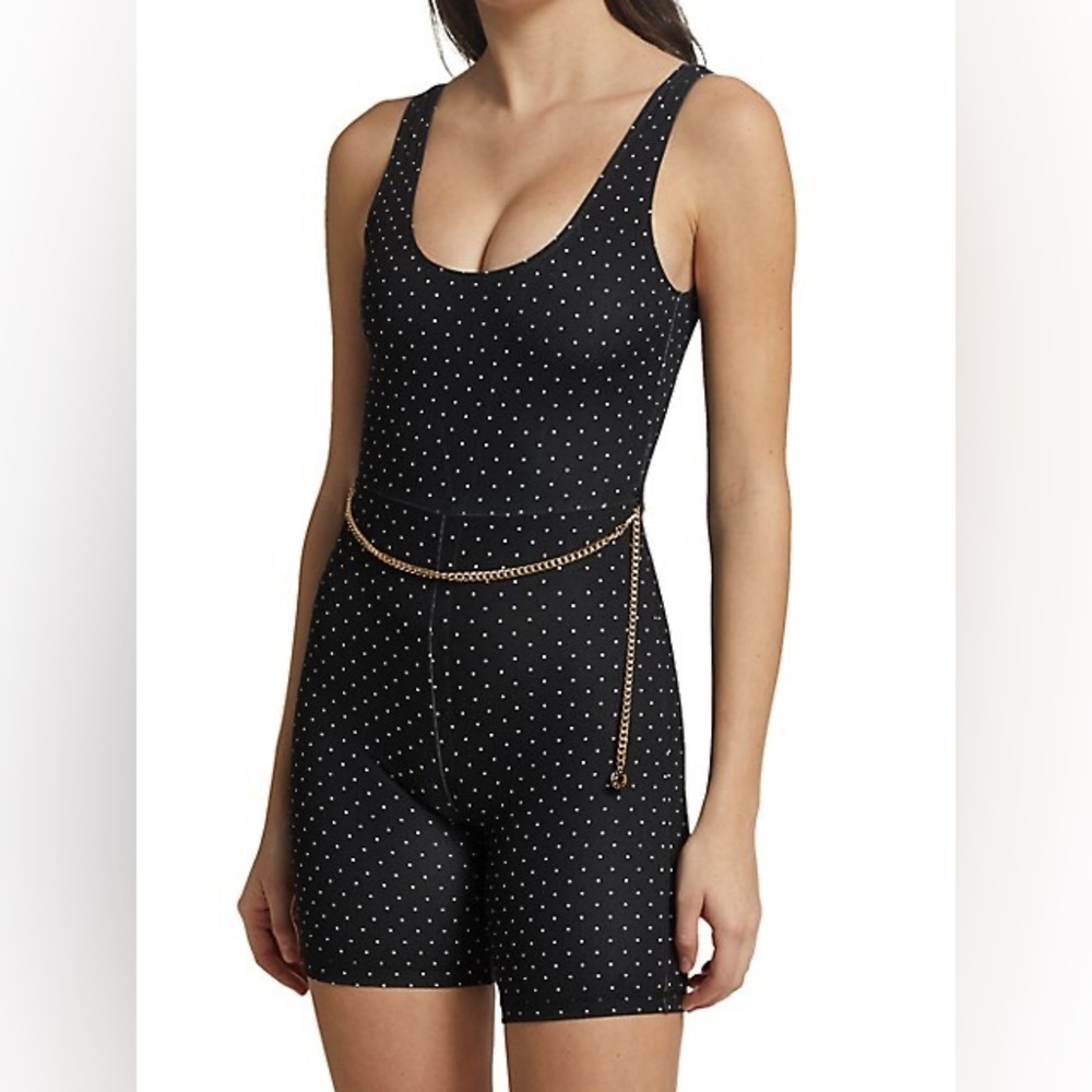 WeWoreWhat polka dot exercise romper